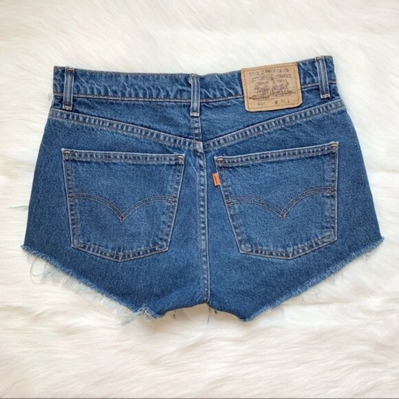 Levi’s Women’s Jean Shorts Vintage Orange Tab Cutoff Distressed Denim High Rise - Picture 16 of 16